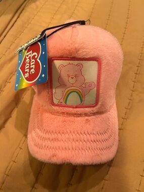 Care Bears Pink Plush Cap with Rainbow Belly Badge